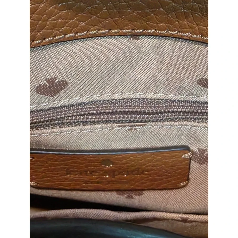 Kate Spade New York Pebbled Leather Backpack Ginger Tea Brown Drawstring Flap